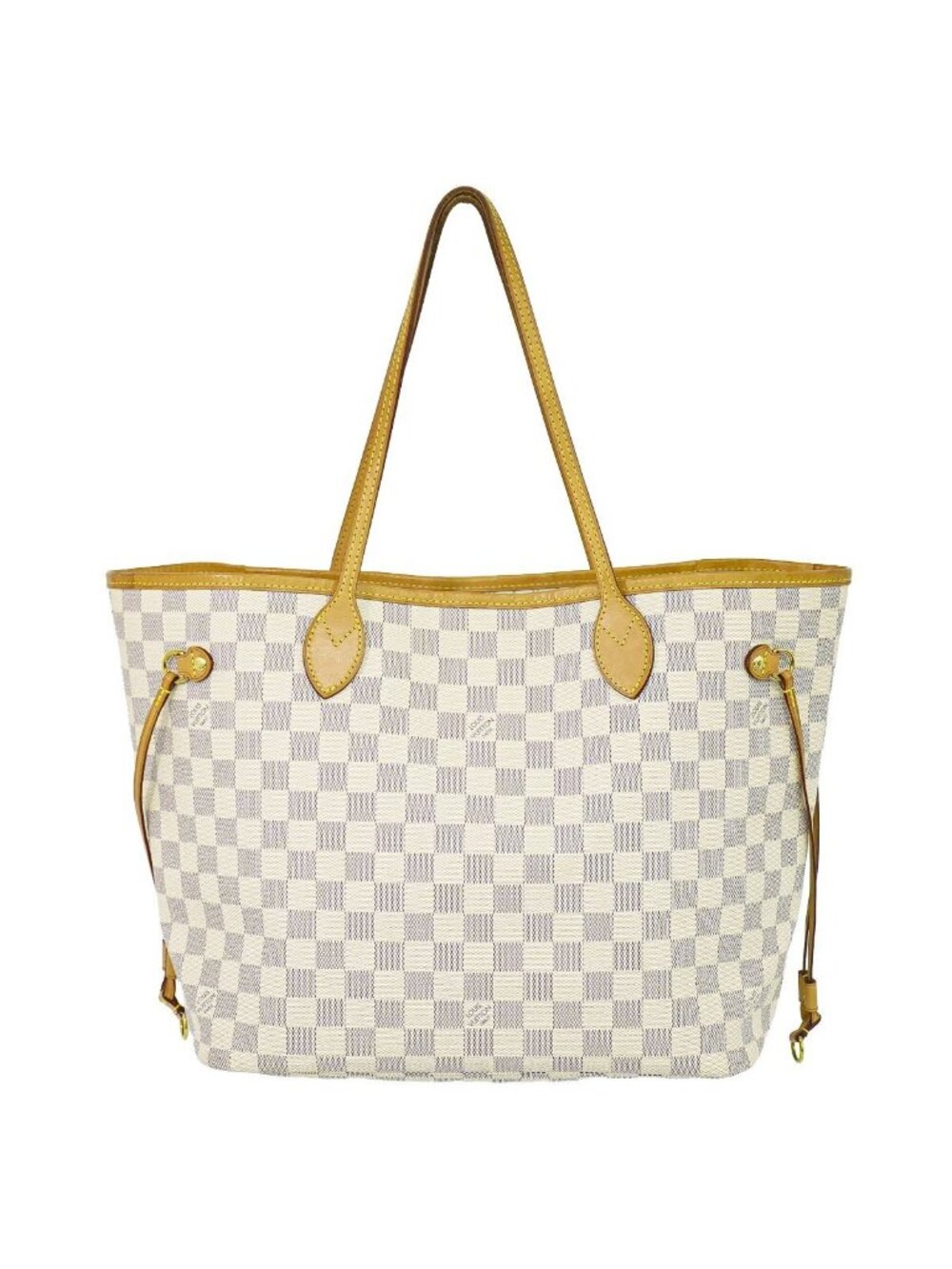Louis Vuitton LV Neverfull MM Damier Azur Shoulder Bag Tote White Gray